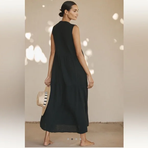 Celandine Anthropologie The Kallie Flowy Maxi Dress Black Size 3X - Picture 3 of 10